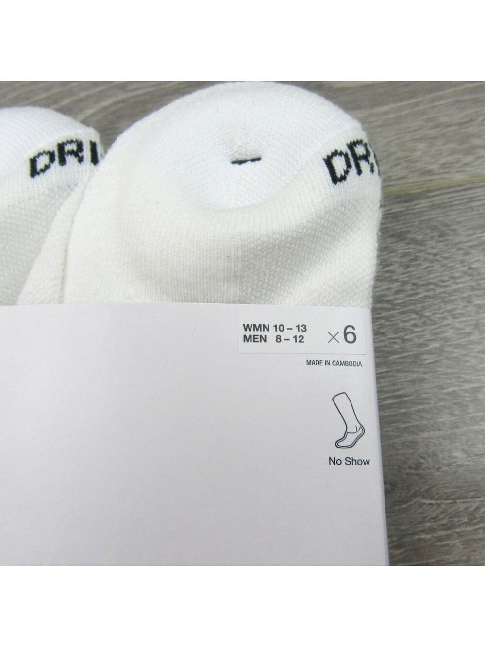 Nike Everyday Plus No Show Socks 6 Pack Mens Size 8-12 White Dri-Fit NEW - Picture 3 of 7